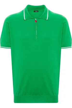 Kiton Striped-edge cotton polo shirt