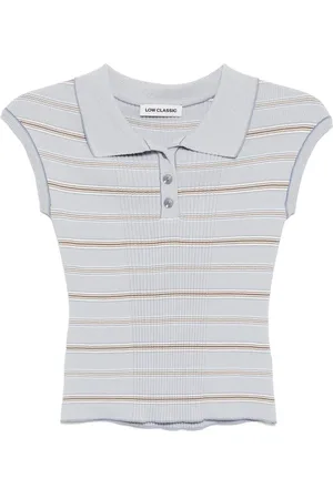 Low Classic Striped pique cap sleeve knitted top