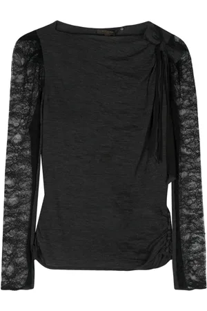 LOUIS VUITTON Lace-pattern sheer sleeves top