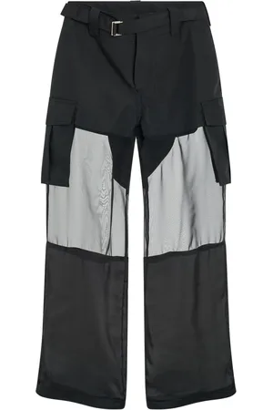 SACAI Transparent-detail cargo straight trousers