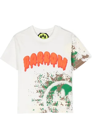 BARROW Logo-print paint-splatter T-shirt