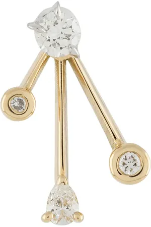 LE STER 18kt yellow Crackle ear jacket with diamond studs single earring
