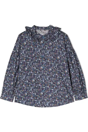Il gufo Floral-print ruffle-collar shirt