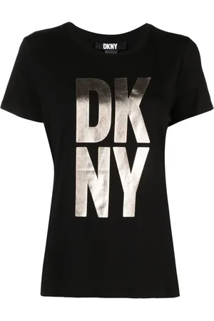 DKNY Metallic-finish logo-print jersey T-shirt