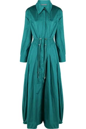 Alberta Ferretti Taffeta drawstring-waist maxi dress