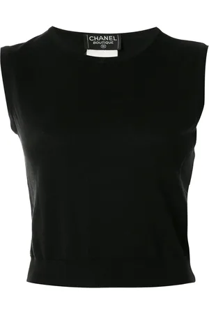 CHANEL 1996 CC round neck sleeveless knit top