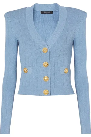 Balmain Ribbed-knit V-neck cardigan