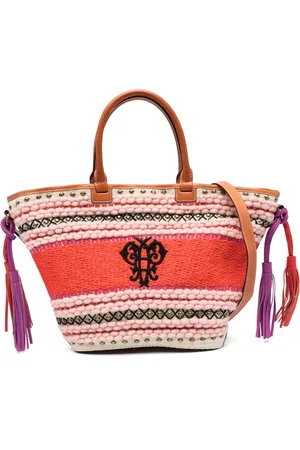 Puccini Embroidered logo striped tote bag