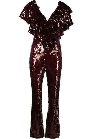 ROTATE Ruffled-detailing sequined jumpsuit