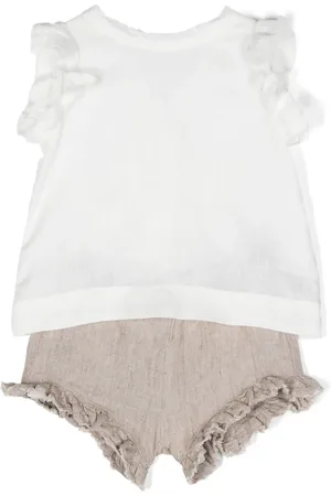 Il gufo Bow-detailing linen short set