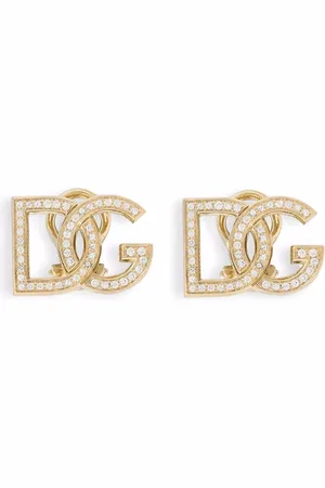 Dolce & Gabbana 18kt yellow logo sapphire clip-on earrings