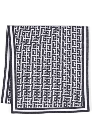 Balmain Monogram-pattern wool-blend scarf