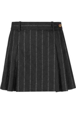 VERSACE Logo-print pleated skirt