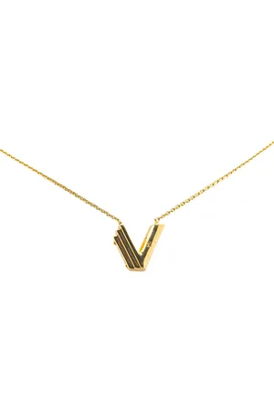 LOUIS VUITTON 2018 Plated LV and Me Letter V Pendant Necklace costume necklace