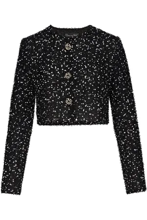 Oscar de la Renta Eyelash fil-coupé cropped jacket