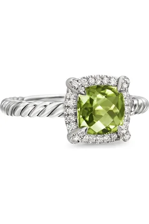David Yurman Sterling Petite Chatelaine peridot and diamond ring (7mm)