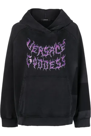 VERSACE Logo-print cotton hoodie