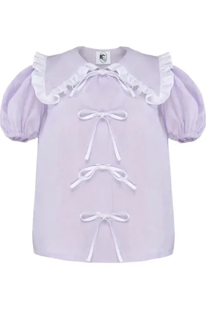 Sleeper Puff-sleeves linen pyjama top