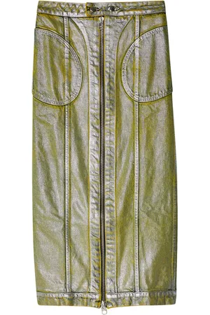 ECKHAUS LATTA Zip-up metallic denim skirt