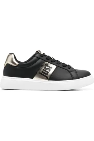 Roberto Cavalli Logo metallic-stripe sneakers