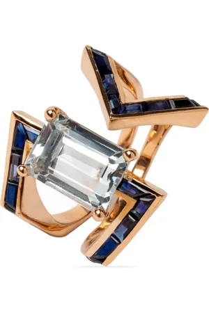 GAËLLE 18kt rose gold Figure Particulière sapphire and tourmaline ring