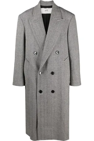 Ami Herringbone-pattern double-breasted coat