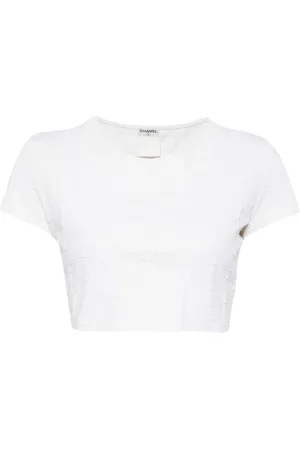 CHANEL 1990-2000s CC-embroidered cropped T-shirt