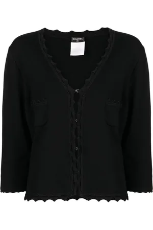 CHANEL Crochet-trim V-neck cardigan