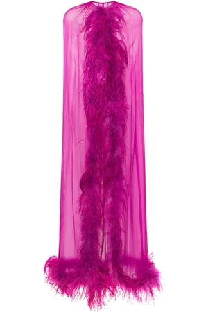 JEAN-LOUIS SABAJI Feather-trim semi-sheer cape