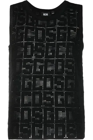 GCDS Monogram macram?? cotton tank top