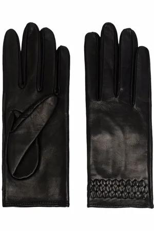 Manokhi Embroidered-detail leather gloves