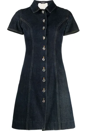 CHANEL 1990 CC logo-buttons denim dress