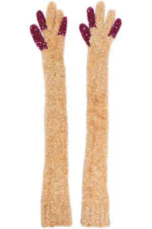 Kiko Kostadinov Extra-long glitter-knit gloves