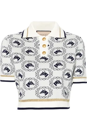 Gucci Equestrian-jacquard polo top