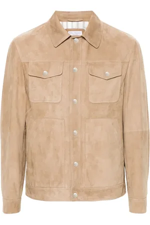 Brunello Cucinelli Press-stud leather shirt jacket