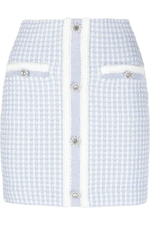 Self-Portrait Checked metallic mini skirt