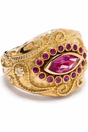 Aurélie Bidermann 18kt yellow Cashmere rubellite, ruby and diamond ring