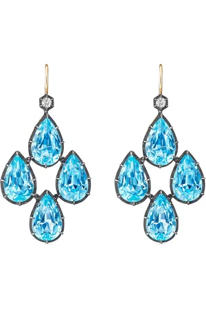 Fred Leighton Pear shape topaz diamond chandelier earrings