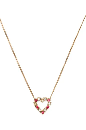 Dior 1990s rhinestone-embellished heart-charm necklace