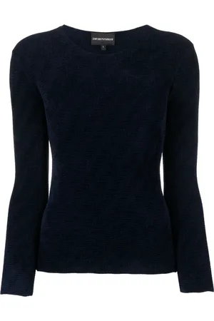 Emporio Armani Chevron-pattern round-neck jumper