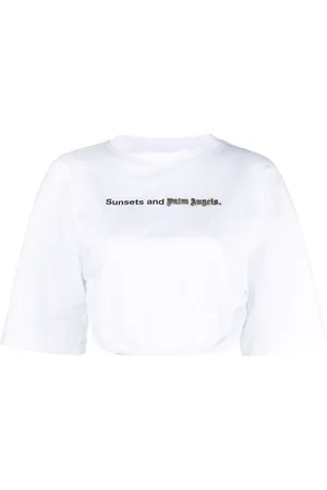 Palm Angels Sunset ruched cropped T-shirt