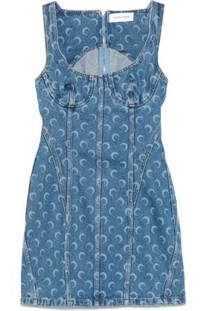 Marine Serre Moon Laser denim mini dress