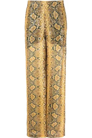 GCDS Sequin-embellished snakeskin-print trousers