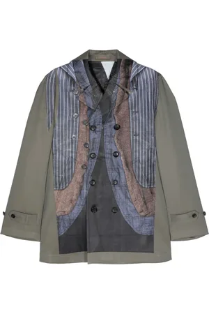 Comme des Garçons Mix-print double-breasted coat