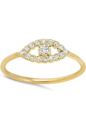 Jennifer Meyer 18kt yellow mini diamond open Evil eye ring