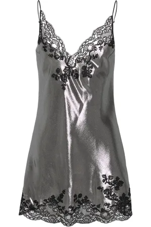 CARINE GILSON Lace-trim lurex slip dress