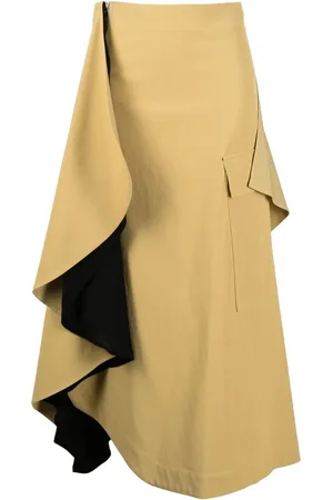 Colville Asymmetric draped ruffle midi-skirt