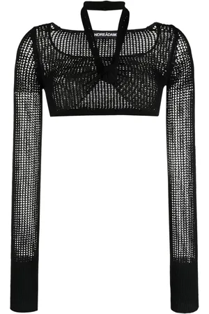 andre damo Long-sleeve knitted crop top