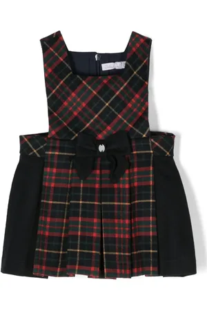 PATACHOU Bow-detail tartan-check midi dress
