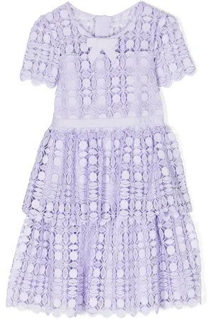 Self-Portrait Lace-pattern bow-detail dress